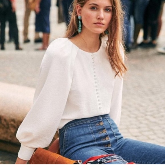 SOLD on another site. Cream Button Up Long Sleeve Amy Blouse Size 34 (XS) - Picture 3 of 9